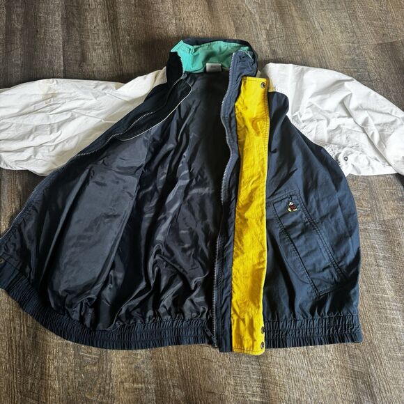 Vintage 90's Mickey & Co Bomber Jacket with Hood Unisex Med Embroidered Full Zip - Picture 6 of 11